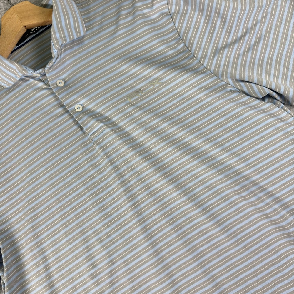 RLX Ralph Lauren Performance Golf‎ Polo Shirt Men's Medium Striped Blue/ Gray